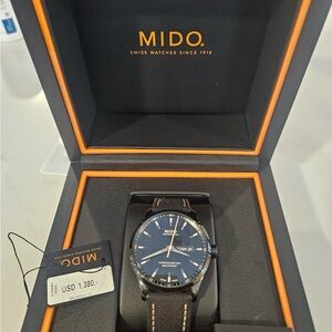 Mido Navy Dial Watch with Black Strap